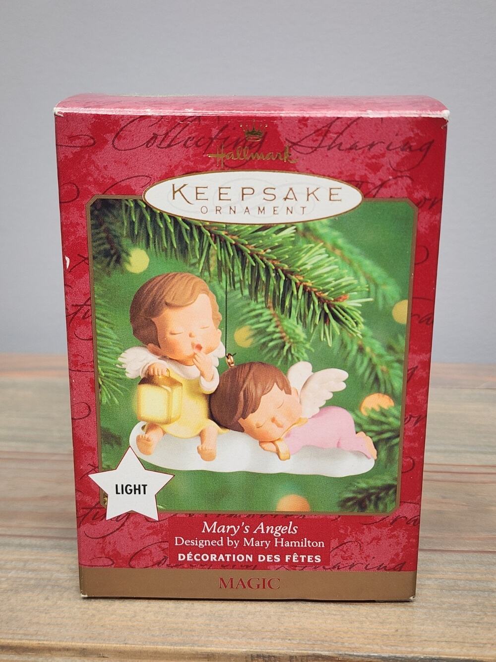 Hallmark Keepsake Mary’s Angels Double Angels Magic Light Up Ornament 2000 NEW